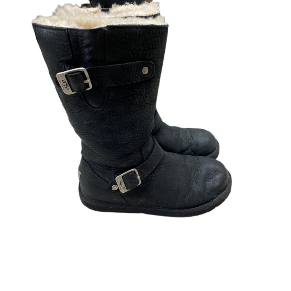 UGG Kensington black leather side buckles size 7 - Picture 1 of 8